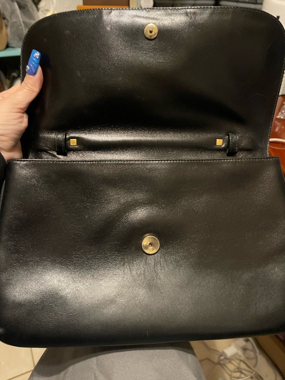 Balenciaga Black Leather Clutch Bag with Gold Hardware - Picture 3 of 5